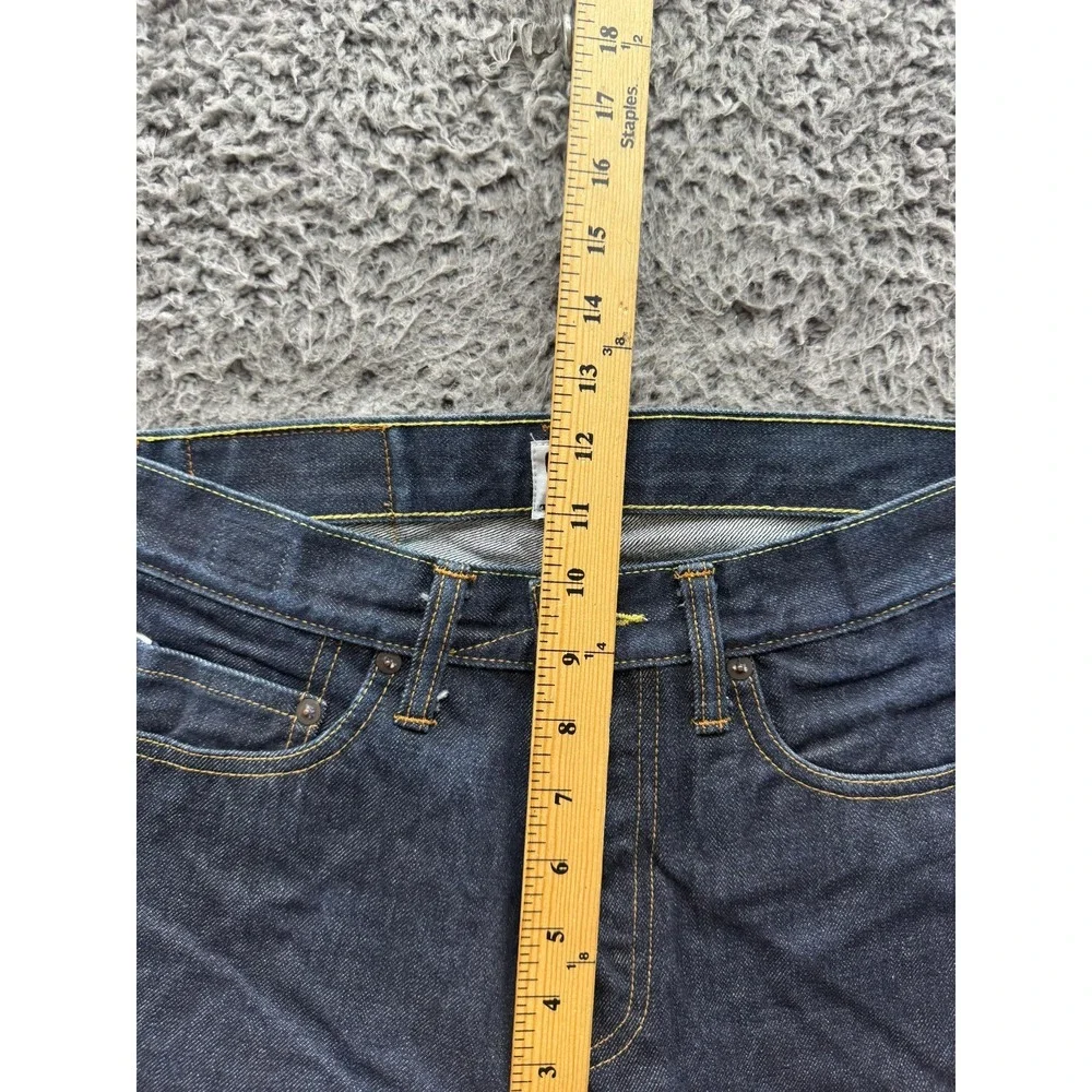 Tellason Mid Rise Slim Straight Selvedge Cotton Jeans‎ Black Mens Size 29